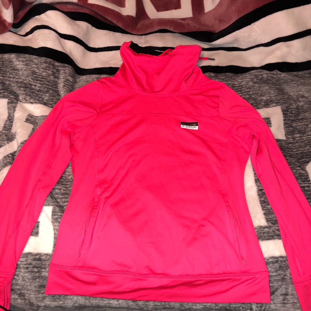 Hot pink PINK cowl hoodie